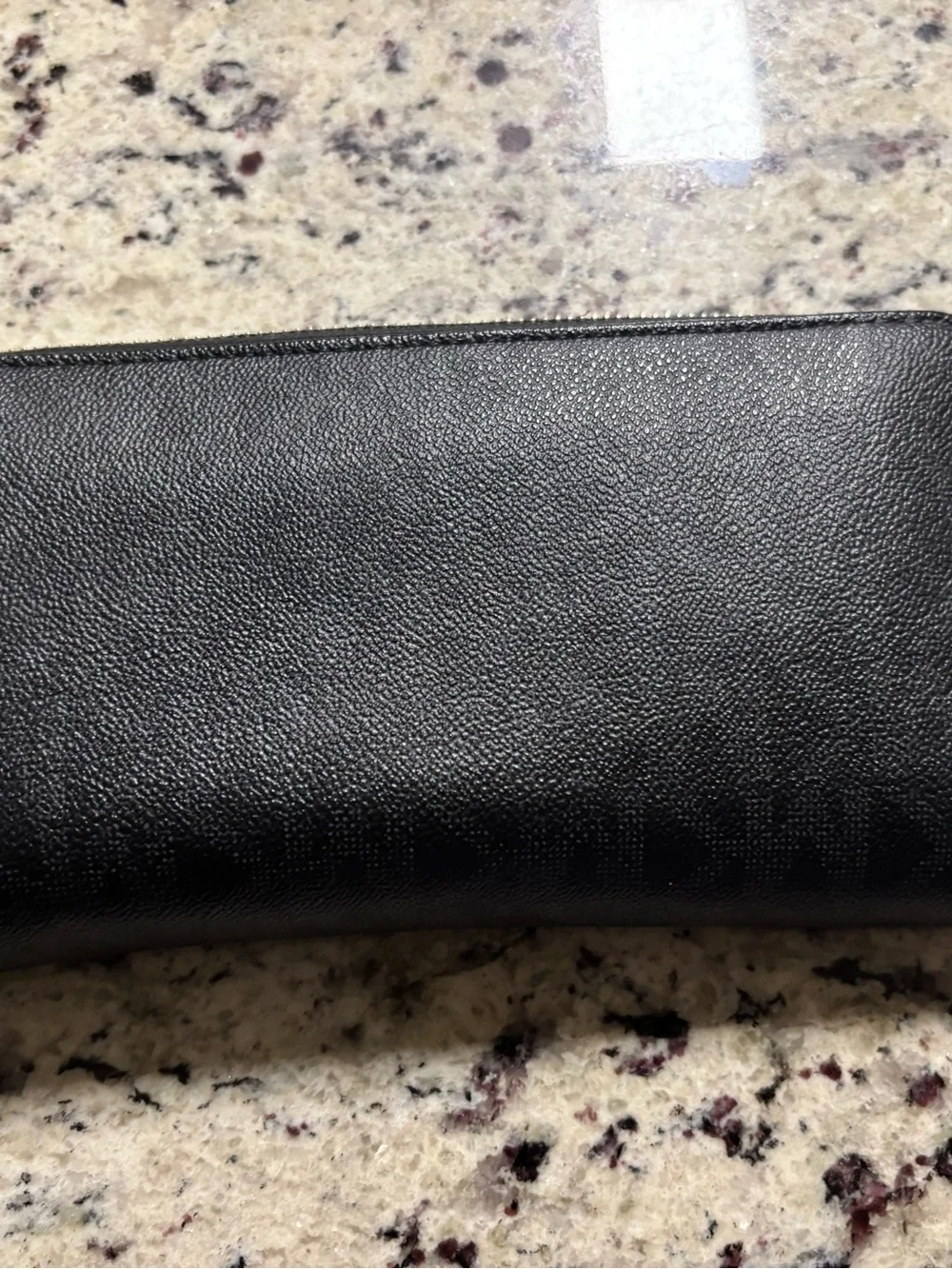 Michael Kors Black Leather Zip Wallet with Gold Plaque